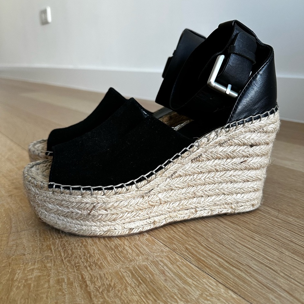 Marc Fisher Black Suede/Leather Espadrilles, Size 8 - Picture 2 of 8